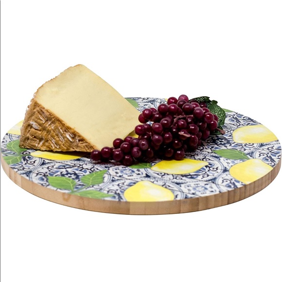 Boston Warehouse Blue and White Lemons Lazy Susan, 12 inch - Picture 2 of 4
